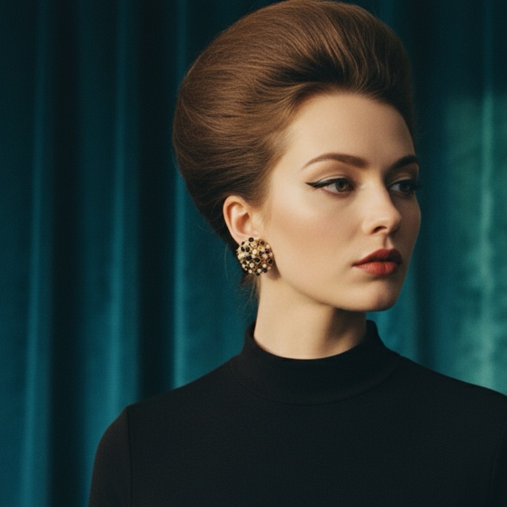 Vintage Elegant Gold and Black Clip On Earrings